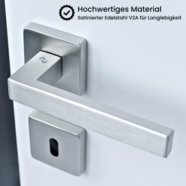 Sempro Xavier Door Handles - Premium Handle Set for Room Doors BB Deadlock - Matte Brushed Stainless Steel