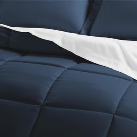 Merit Linens 8-Piece Down-Alternative Comforter Set - Twin Navy
