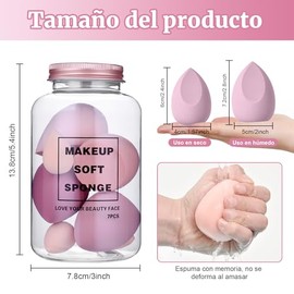 Esponja de Maquillaje Beauty Blenders, Esponja Facial Maquillaje para Bases (Rosa 7 Pz)