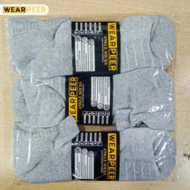 WEARPEER 6 Pairs Ankle Socks for Men & Women Breathable Athletic Running Socks Sports no Show Socks Low Cut Socks Men- 6 Pairs Gray Small