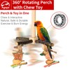 Agape Rotating Parrot Perch Toy with Chew Toy, Natural Wooden
