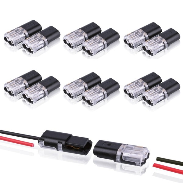 Pack of 12 2 Pin Cable Connectors Plug, Car Plug