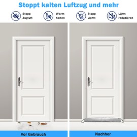 JINMEE Draught Excluder for Doors, 100 cm, Heavy Door Draught Excluder, Square Door Draft Stopper, Reduces Heat Loss in Cold Winter, for Front Door and Bedroom Door, Grey