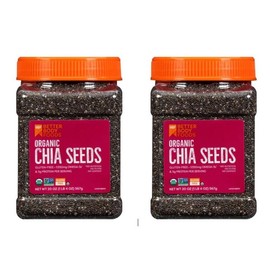 Better Body Foods, Organic Chia Seeds with Calcium, Iron, Potassium, 5350mg Omega-3s, Non-GMO and Gluten Free | Add Omega 3 Protein to Salad, Smoothie, Oatmeal Acai Bowl | Pack of 2 - 567 grams Airtight Jars