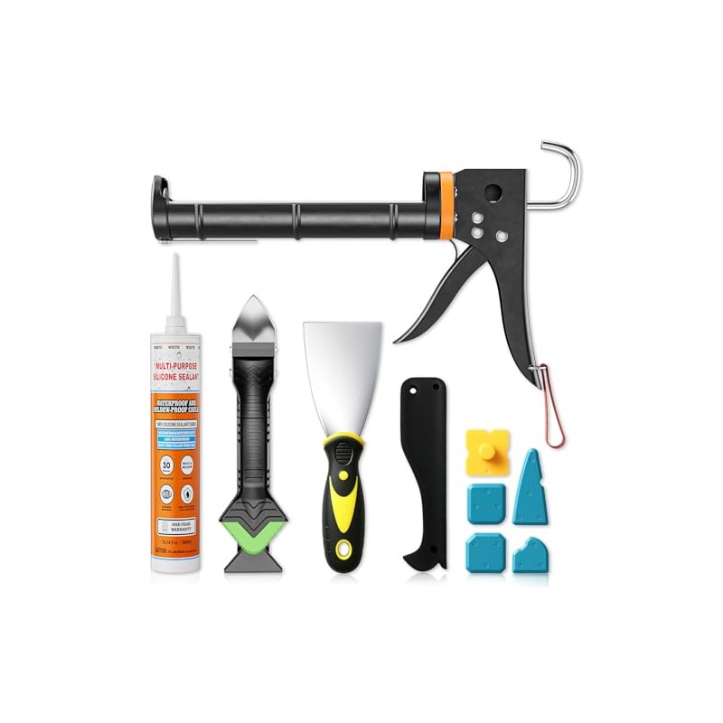 Professional Caulk Gun Kit with Caulk Remover & Silicone Sealant