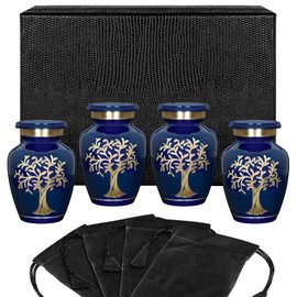 Trupoint Memorials Cremation Urns for Human Ashes - Decorative Urns, Urns for Human Ashes Female & Male, Urns for Ashes Adult Female, Funeral Urns - Blue, 4 Small Keepsakes