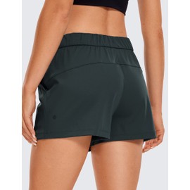 CRZ YOGA Women's Medium Rise Relaxed Fit Sports Shorts with Pockets - 2.5 Inches Melanite 10