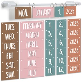 Boho Calendar Bulletin Board Set Boho Flip Calendar with Holder Classroom Decoration with 56 Date Cards Adjustable Rotating System Holder for Teachers Home Office Classroom Decor Supplies
