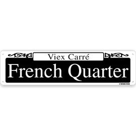 Viex Carré French Quarter New Orleans Theme Street Sign 16" x 4" Tin Wall Decor French Quarter Mardi Gras Big Easy Luisiana Cajun Style Garage Home Bar Decoration (FrenchQuarterStreet)