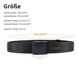 Ketoviss Work Belt Men's Unisex Belt Nylon Canvas Belt for Men and Women Adjustable, 4 Black, One size fits all