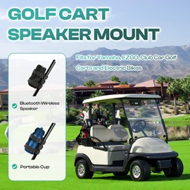 Drive-up Adjustable Speaker Mount for Golf Cart, Strap Holder for Bluetooth Wireless Speaker Fits for Yamaha, Club Car, EZGO Golf Carts and Electric Bike