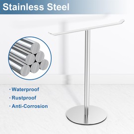 T-Shape Hand Towel Holder for Bathroom - Lightweight Towel Rack - Stainless Steel Counter Organizer for Bathroom & Kitchen