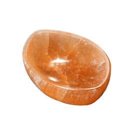 NKlaus Peach Selenite Eyes Oval Bowl 10.5 x 7 x 3 cm - Hand Carved Oval Selenite Bowl, Ideal for Jewellery, Gemstones or Tea Lights, Natural Energy Work, Soothing Decoration 16291
