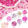 Umillars 650Pcs 3D Heart Star Butterfly Nail Rhinestones Gems Charms