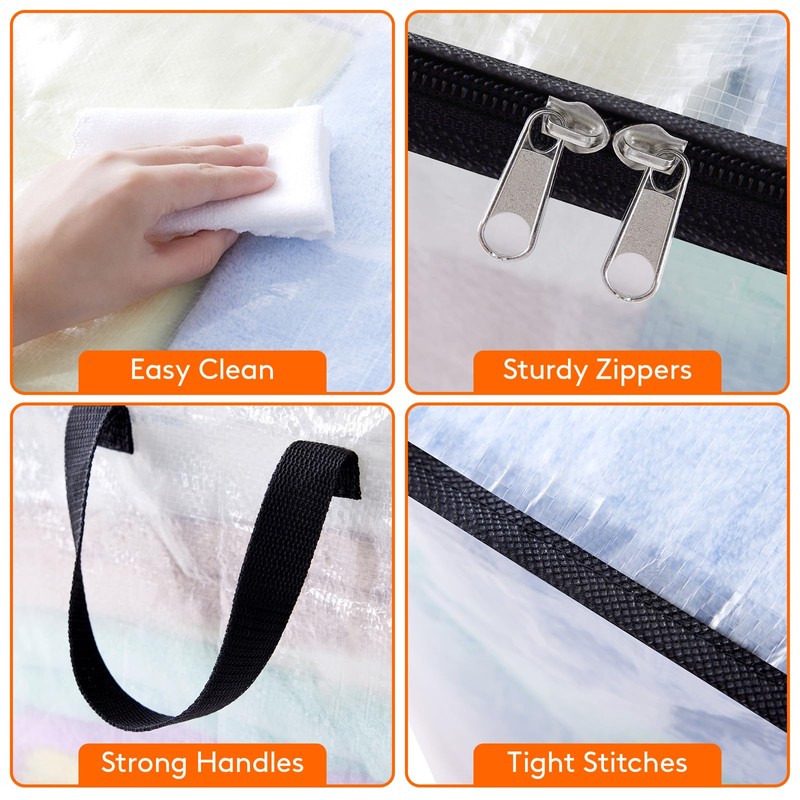 Lifewit Pack of 4 Transparent Plastic Storage Bags, 60 L