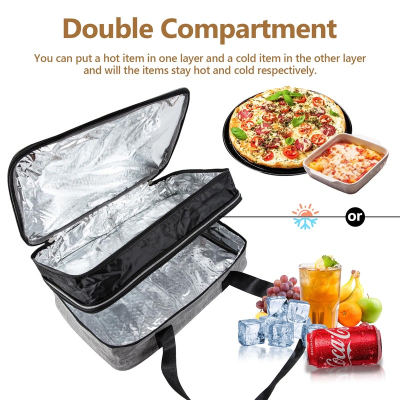 QEES Insulated Casserole Carriers for Hot or Cold Food,Double Decker