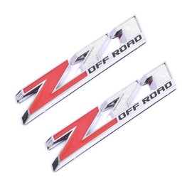 Aimoll 2pcs Z71 Off Emblems with Strong Tape Decal Emblems Badge for GMC Chevy Silverado Sierra Suburban (Chrome red)