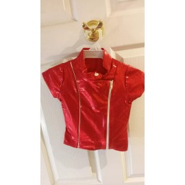 Art Stone  GIRLS ART STONE Sz SC Dance Outfit Red Sequins Sleeveless Zipper Front NEW