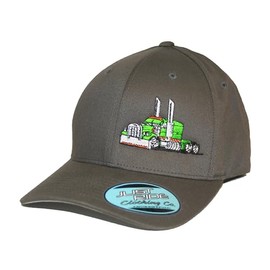 Trucker Truck Hat Big Rig Cap Flex Fit (L/XL, Grey W/Lime)