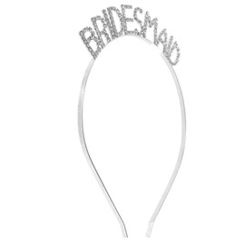 Beaupretty Brautjungfern-Stirnband, Strass-Schild, Hochzeitszubehör, Stirnbänder, Brautjungfern-Stirnband, Junggesellinnenabschied, Stirnband, Junggesellinnenabschied, Braut-Stirnband, Tiara, Silber