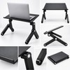 Folding Aluminum Laptop Table with Dual Cooling Fans, Adjustable Notebook