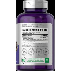 Horbäach Black Elderberry Capsules 3000mg | 300 Count | Sambucus | Non-GMO | by Horbaach