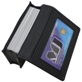 Genuine Leather Credit and Business Card Case in Calf or Buffalo Leather MJ-Design-Germany with RFID & NFC Protection in Black, Calf Black, rfid wallet