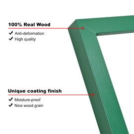 KINLINK 4x6 Picture frame Green, Wood frame with Acrylic Plexiglass for Pictures 3.5x5 with Mat or 4x6 without Mat, Tabletop and Wall Mounting Display, 1 Pack