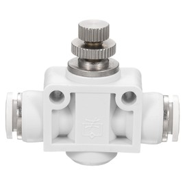 sourcing map PSA-5/16 Air Flow Control Valve Push to Connect Fitting 1/4" OD x 1/4" OD in-Line Speed Controller Union Straight for Semi Truck Trailers Air Brake System, White