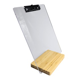 Clipboard with Stand,Clear Acrylic Freestanding Clipboard with Pen Holder,Sign Holder,Document Typing Paper Stand,Menu Display Board,Receipt Holder (8.5"×11")