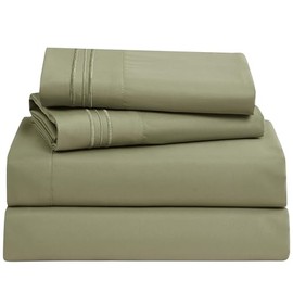 Clara Clark Full XL Bed Sheet Set - Wrinkle, Fade, Stain Resistant, Deep Pocket Sheets - Luxury Soft Bedding Sheets & Pillowcases, Full XL Sage Green