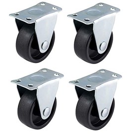 Qty. 4 x 40mm Fixed Castors - Black Plastic - Furniture, Appliance & Equipment Small Wheels by Bulldog Castors - Max 100Kg Per Set