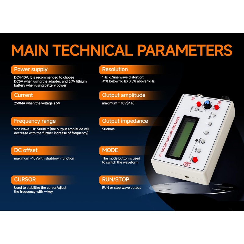 Gugxiom FG 100 DDS Function Generator, DDS Counter, Sine Frequency