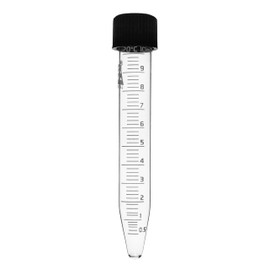 EISCO Centrifuge Tube with Screw Cap, 10mL - Conical, 15x100mm - 0.2mL Graduations - Borosilicate Glass
