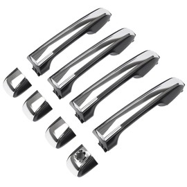 Cheriezing Exterior Door Handle Compatible with 2010-2021 GX460 4Runner Replace# 69210-60170, 69250-60060, 69250-60070, 69250-60050 (w/o Smart Entry Hole), Chrome, Set of 4
