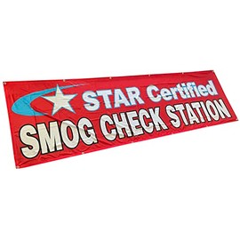 4Less 3x10 Ft Star Certified SMOG Check Station Banner Vinyl Alternative Sign - Polyester Fabric rb