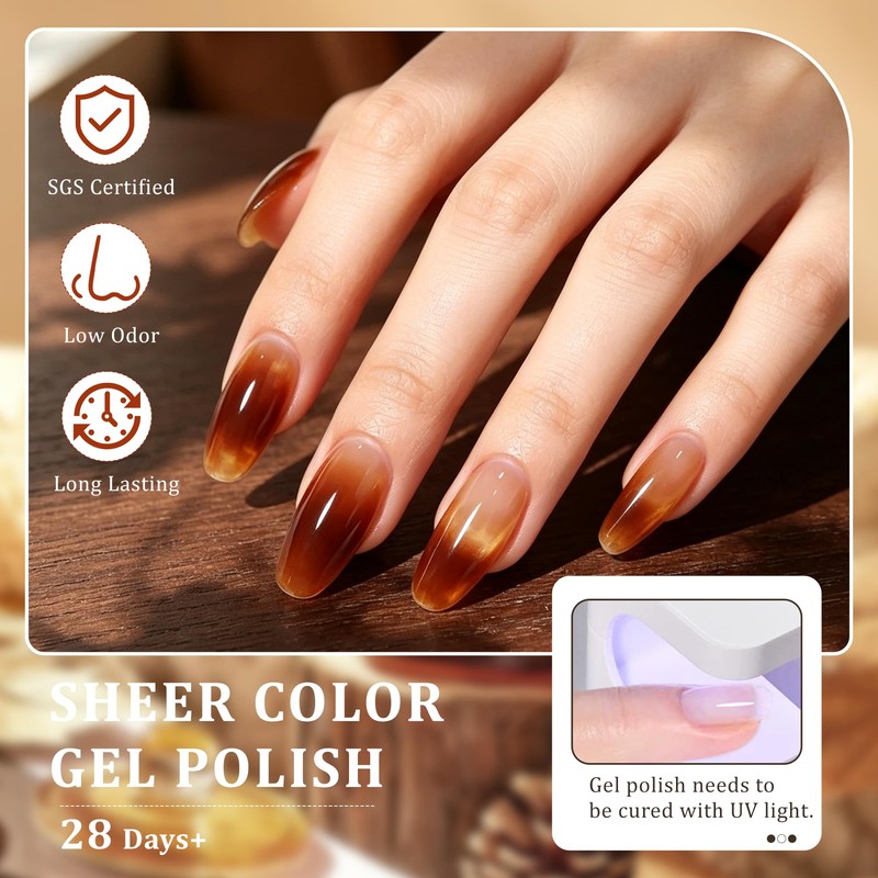 Jelly Sheer Tortoise Gel Nail Polish 15ML UV Light Cure