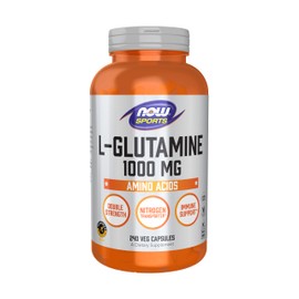 NOW Sports Nutrition, L-Glutamine, Double Strength 1,000 mg, Amino Acid, 240 Veg Capsules                                                             