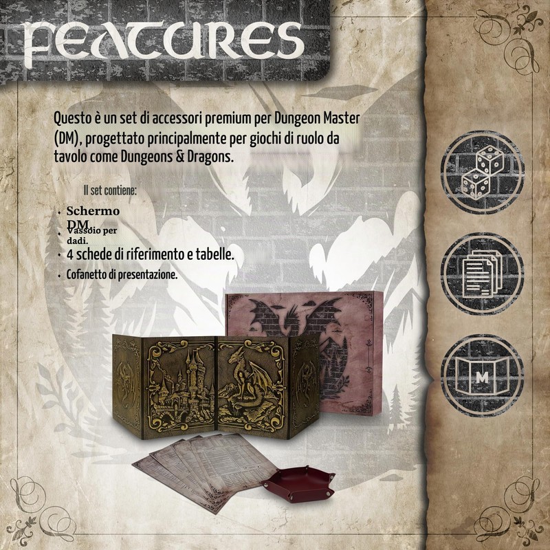 Schermo Dungeon Master con Vassoio per Dadi DOJA Hobbies, DM