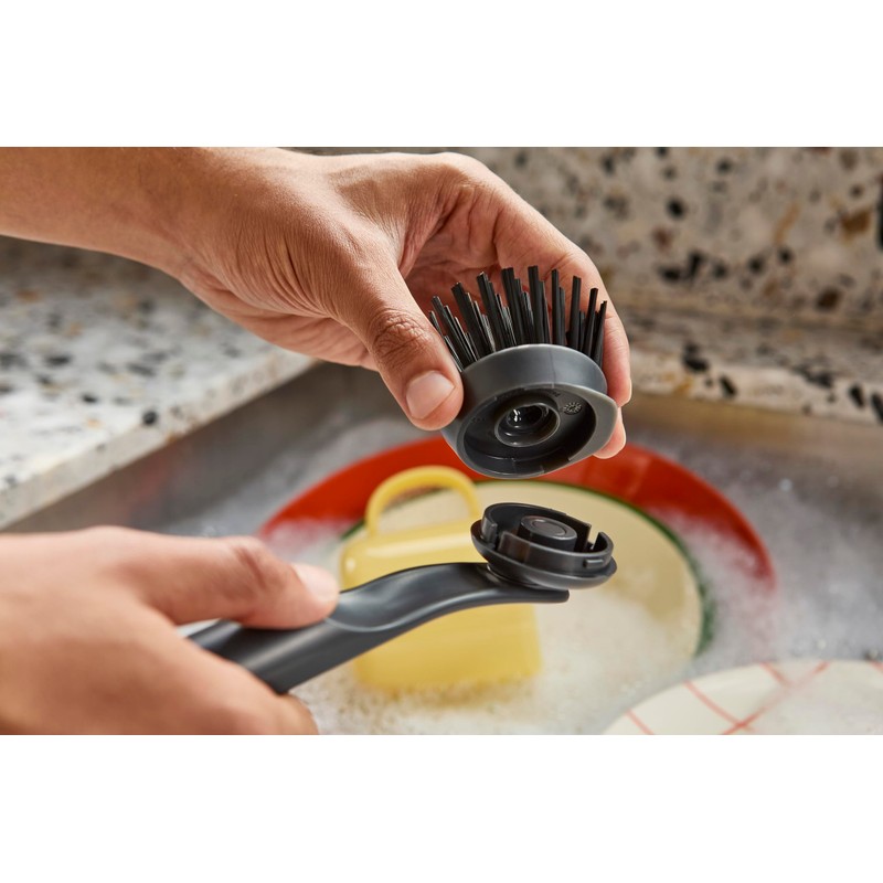Joseph Joseph SinkTech Dish Brush with Replacement Head, Durable Bristles,