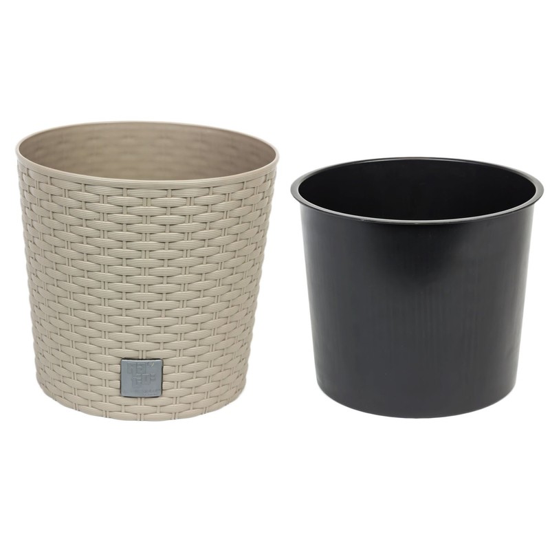 Prosper Plast Rato Round Flowerpot, 25 x 22.4 cm, Mocca,