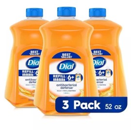 Dial Antibacterial Liquid Hand Soap Refill, Gold, 52 fl oz Pack of 3, Free Shipp