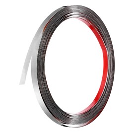 MECCANIXITY Silver Trim Peel and Stick, Self Adhesive Mirror Trim Border 32.8ft x 0.4" Stainless Steel Mirror Finish Molding Tape Strips for Wall Cabinet Tile Edge Molding