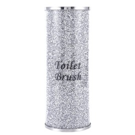 Lmaray Silver Crushed Crystal Toilet Brush Holder, Bling Toilet Brush Holder for Home Toilet Bowl Cleaner Brush Bathroom Scrub Brush, 10.2" Height