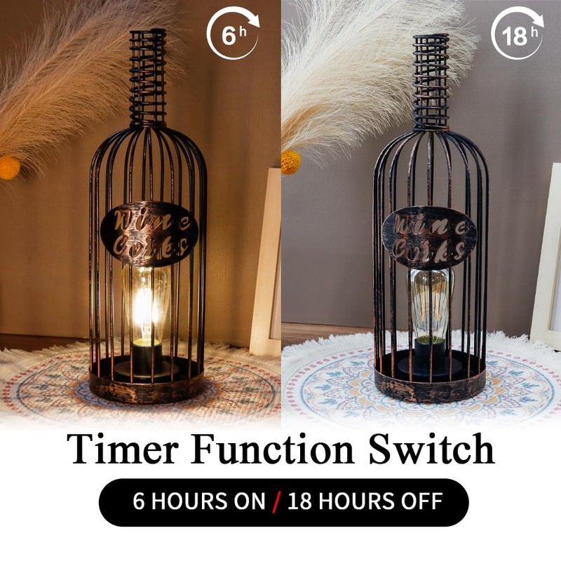 JHY DESIGN Decorative Table Lamp Battery Powered 13.5”H Cordless Metal