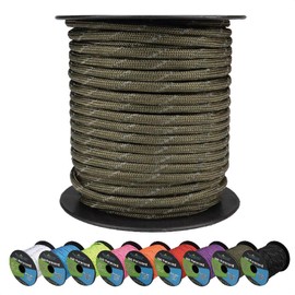 West Coast Paracord reflectante de 550 libras, cuerda de paracaídas táctica tipo III de 7 hilos para senderismo, campamento y pesca, color verde oliva reflectante (50 pies)