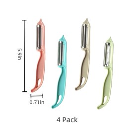 4-Pack Swivel Vegetable Peelers Set – Ergonomic Non-Slip Handle, Dual Stainless Steel Blades – Perfect for Fruits & Veggies Like Apples, Potatoes, Cucumbers, Carrots – Includes Potato Eye Remover