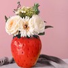 Cute Strawberry Flower Vase, Ceramic Strawberry Shaped Vase Fun Fruit