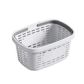 AIMALL Plastic Bathroom Basket with Handles for Shower Storage, Portable Ventilated PP Bath Basket for Dorms, Gym, Travel, 10.03x8.26x5.11in Orange/Grey