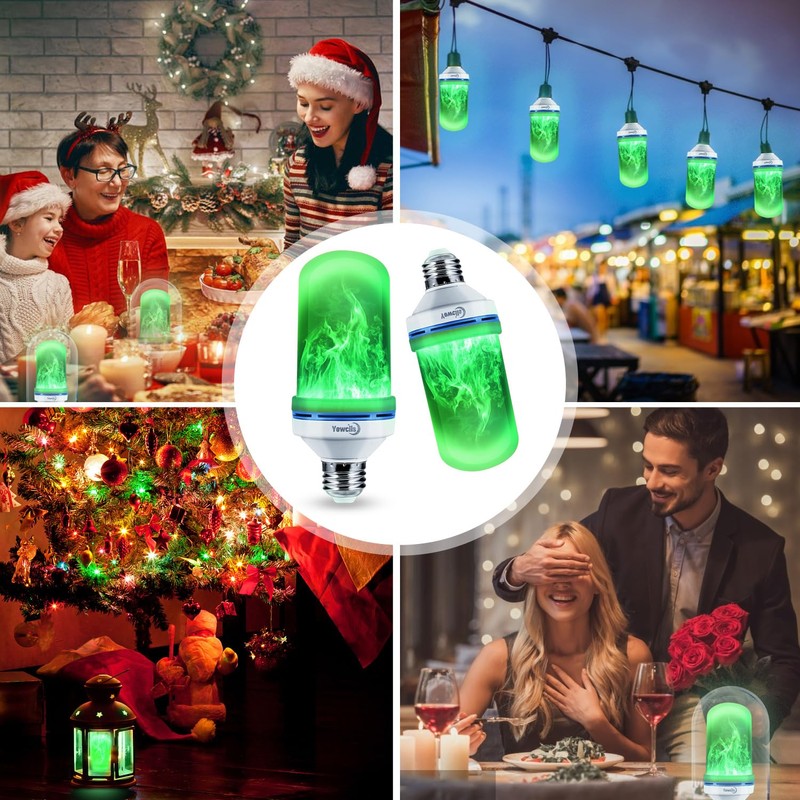 Yewclls LED Flame Effect Light Bulb, 4 Modes E26 Base
